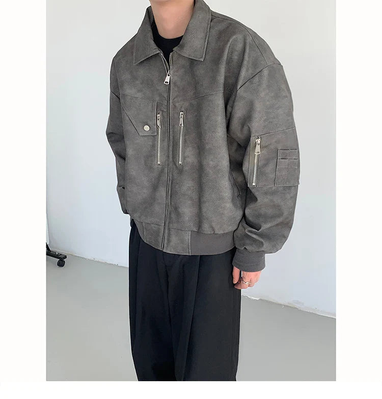 Veste en cuir rose dégradé pour homme