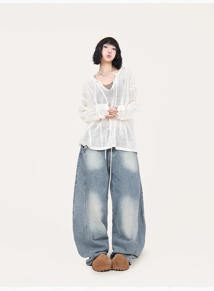 Blue Jazz Frayed Denim Long Jeans