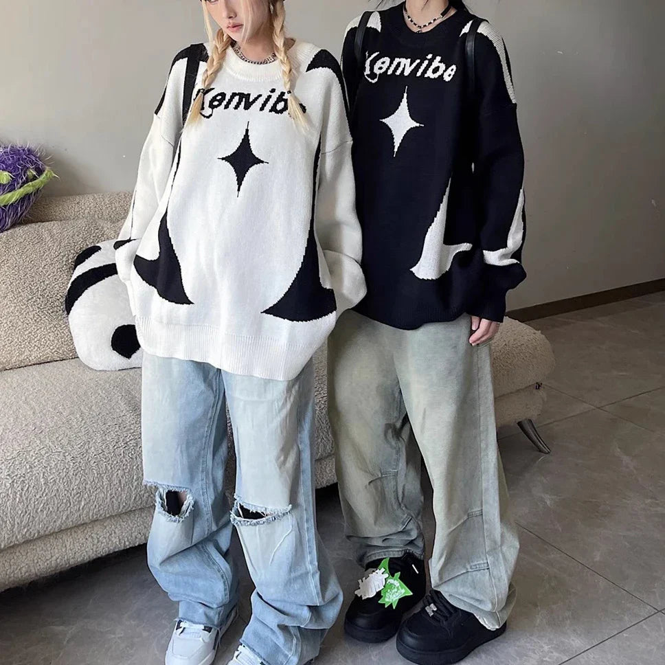 Casual Cozy Letter Print Knit Sweatshirt