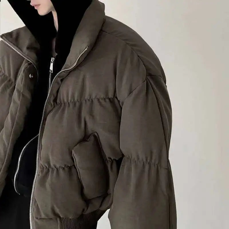 Chaqueta bomber de invierno de algodón grueso retro para hombre