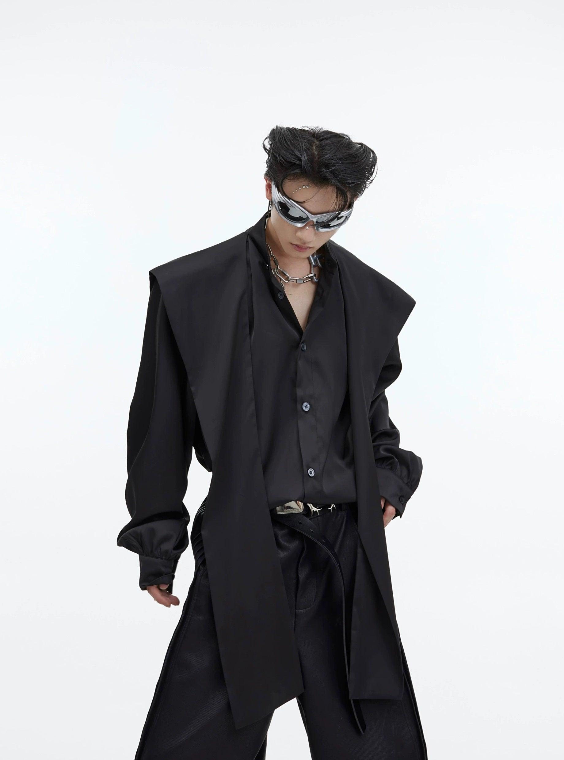 숄 후드 오버사이즈 셔츠