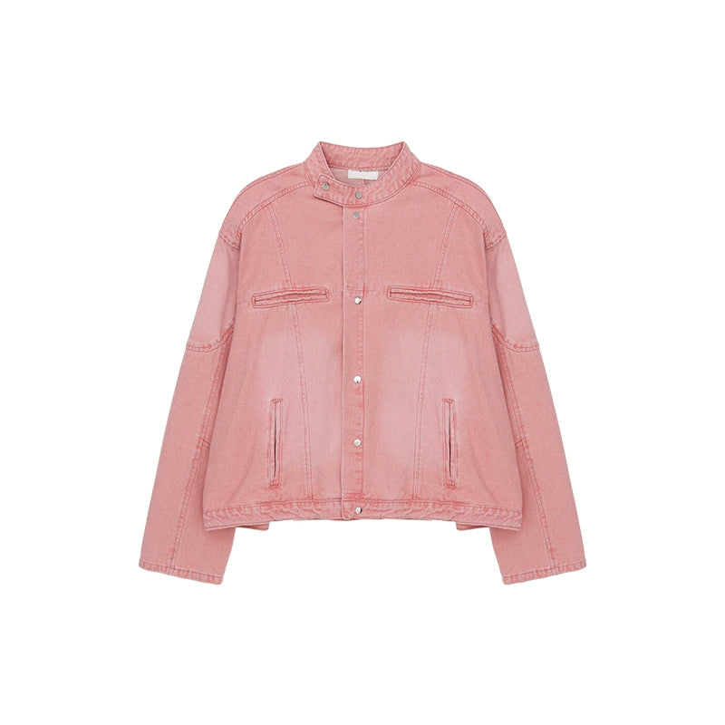 Shoulder-pad Denim Jacket & Wide-leg Denim Jeans Setup