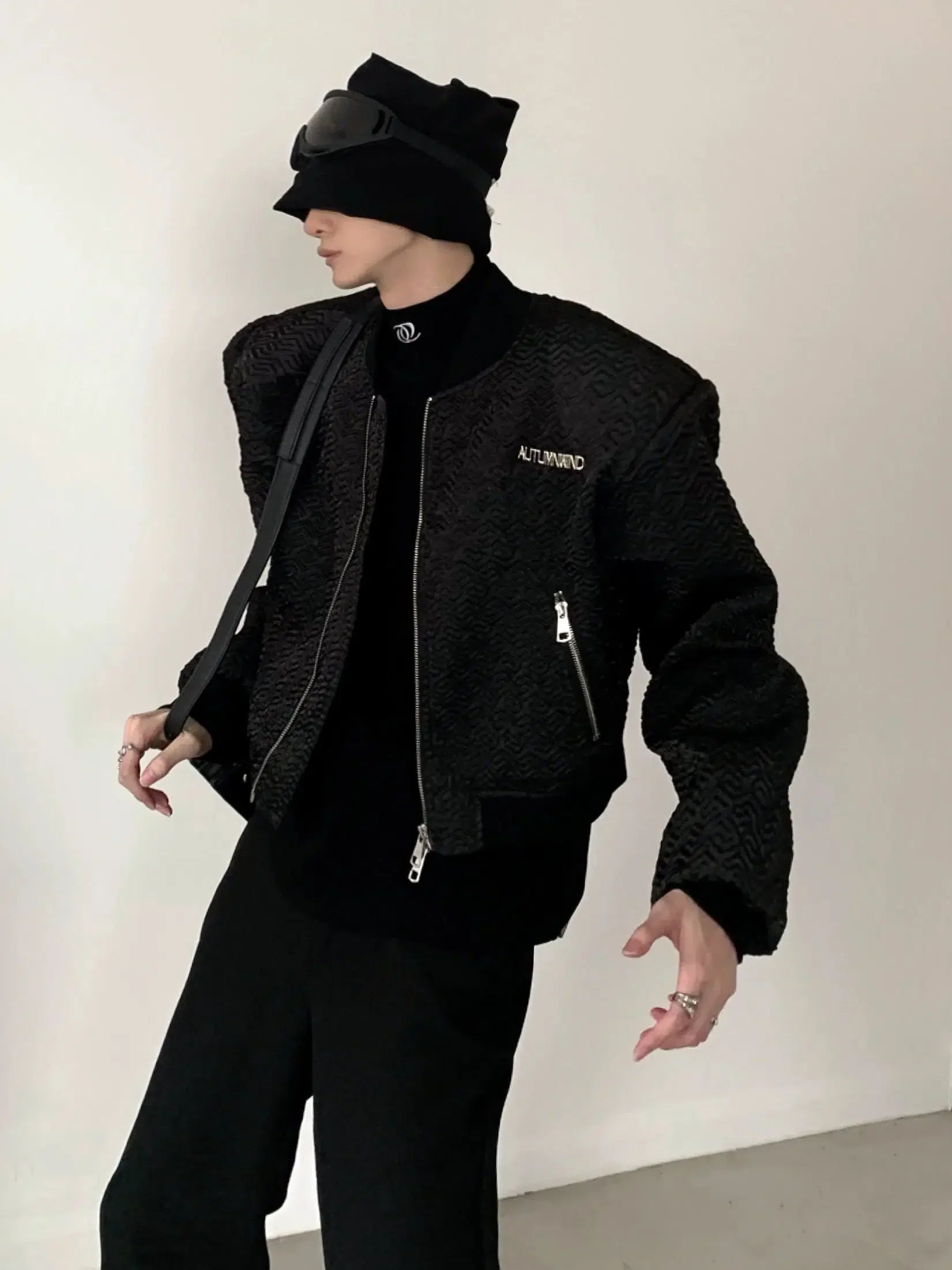 Shoulder-pad Zipper Jacket