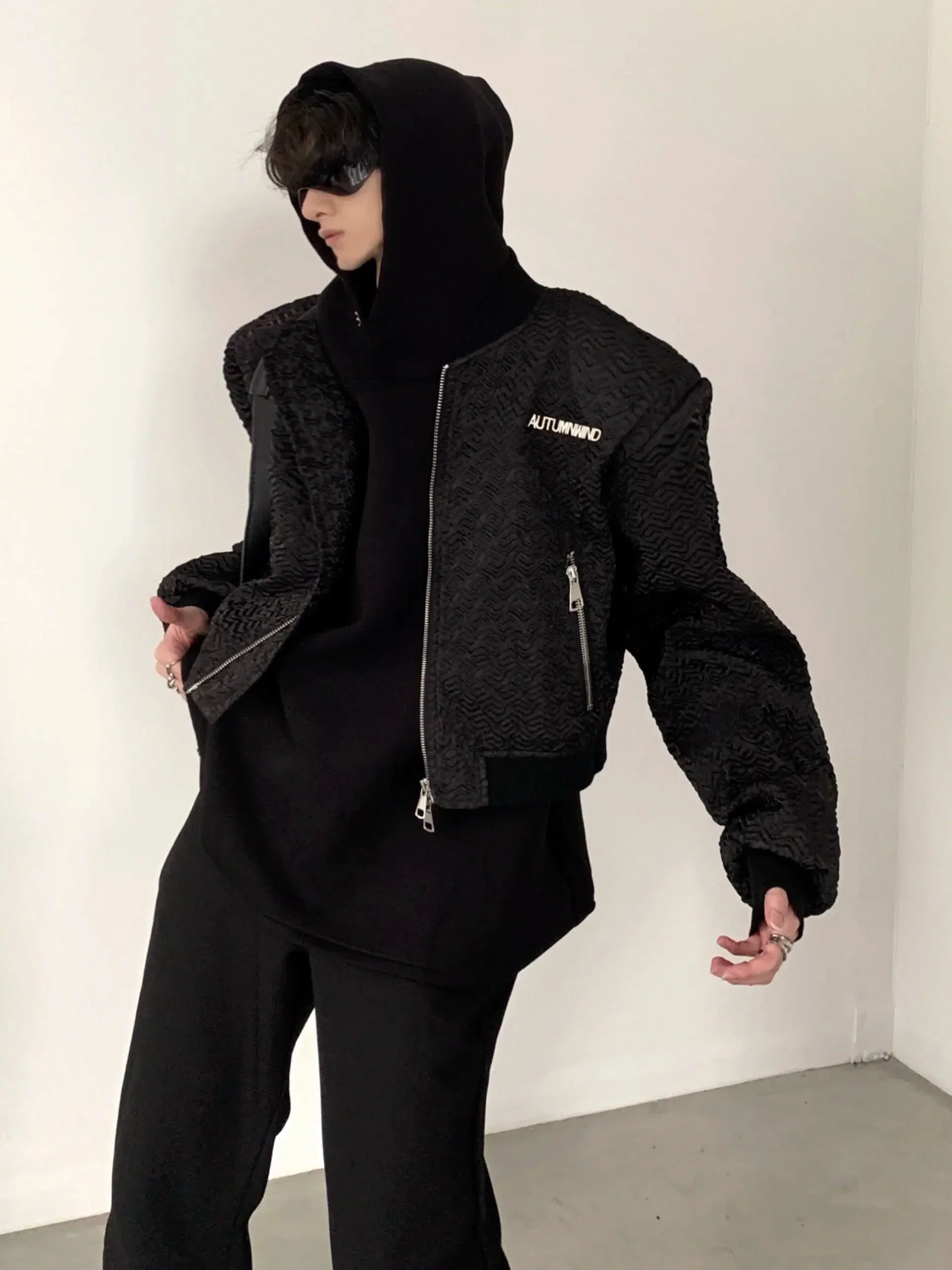 Shoulder-pad Zipper Jacket