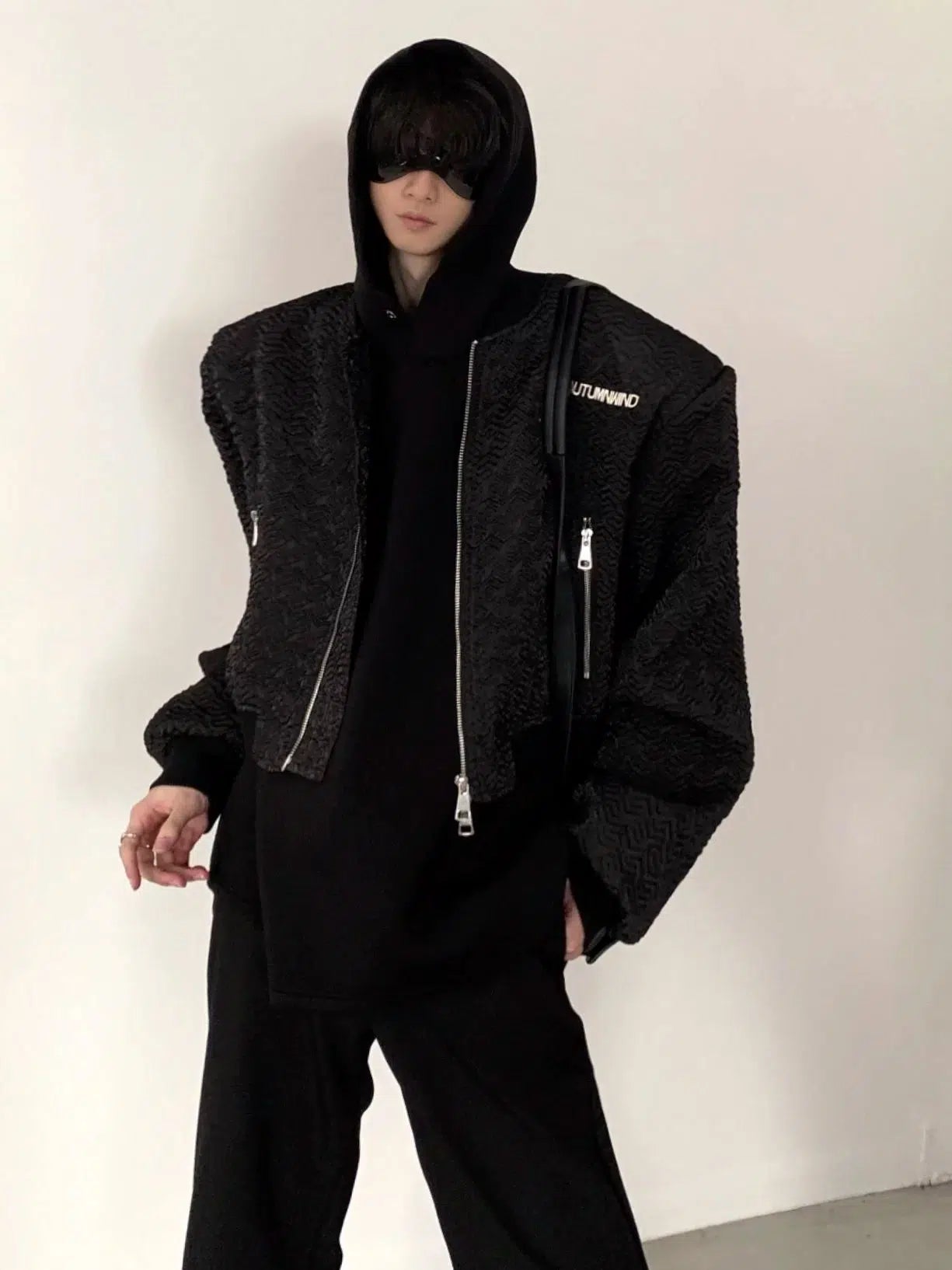 Shoulder-pad Zipper Jacket