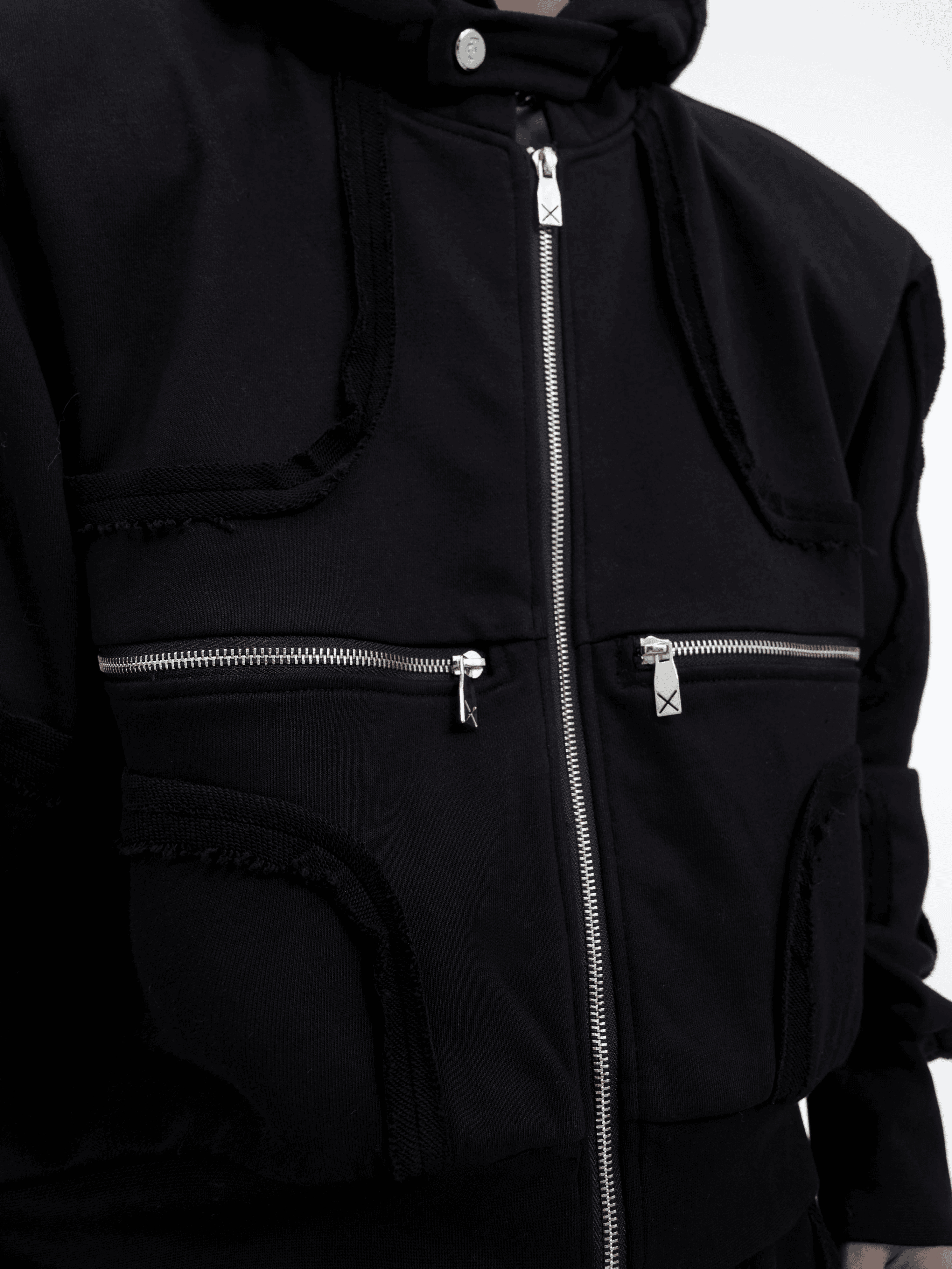 Sporty Short Shoulder Pads Hooded Jacket & Wide-leg Cargo Pants Setup