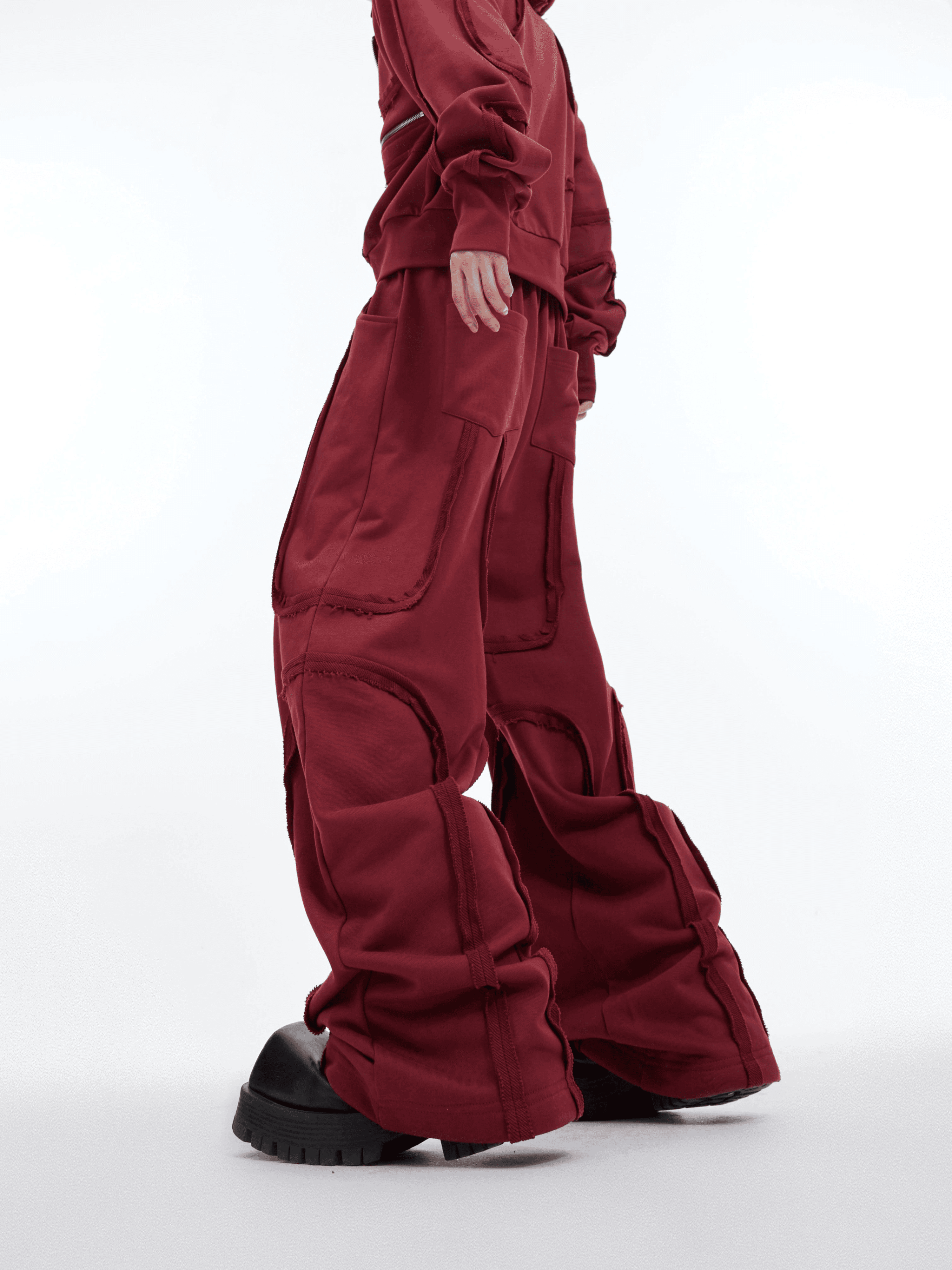Sporty Short Shoulder Pads Hooded Jacket & Wide-leg Cargo Pants Setup