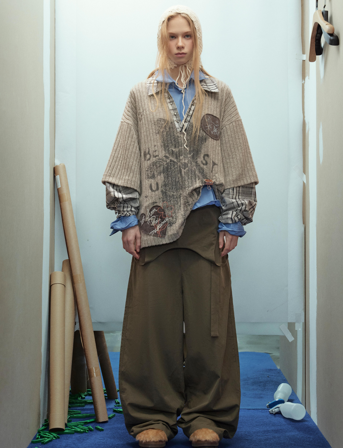 Madxmarx Plaid Layered Knit Sweater
