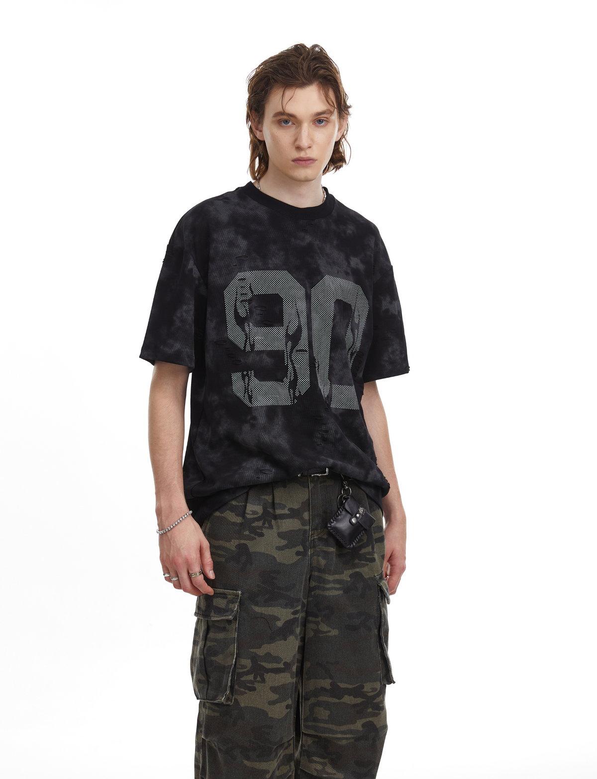 Madxmarx Marble-Wash Number Graphic Tee