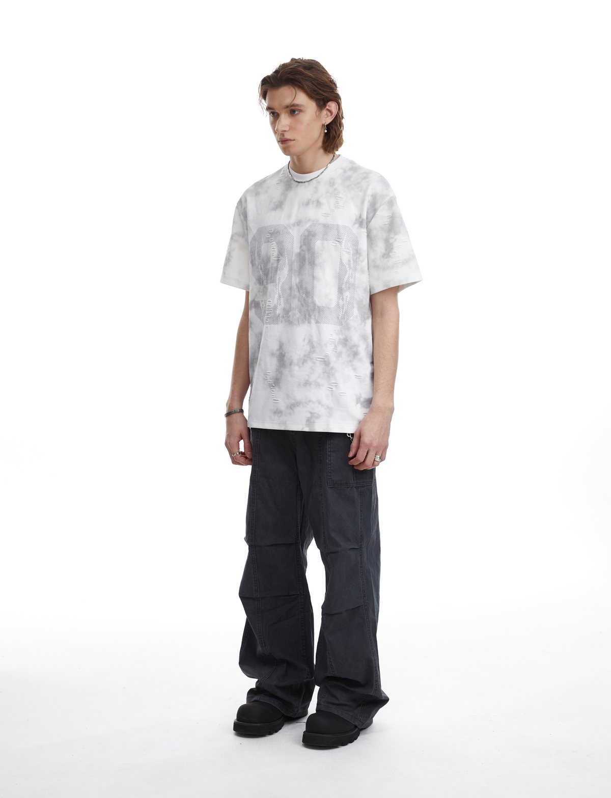 Madxmarx Marble-Wash Number Graphic Tee
