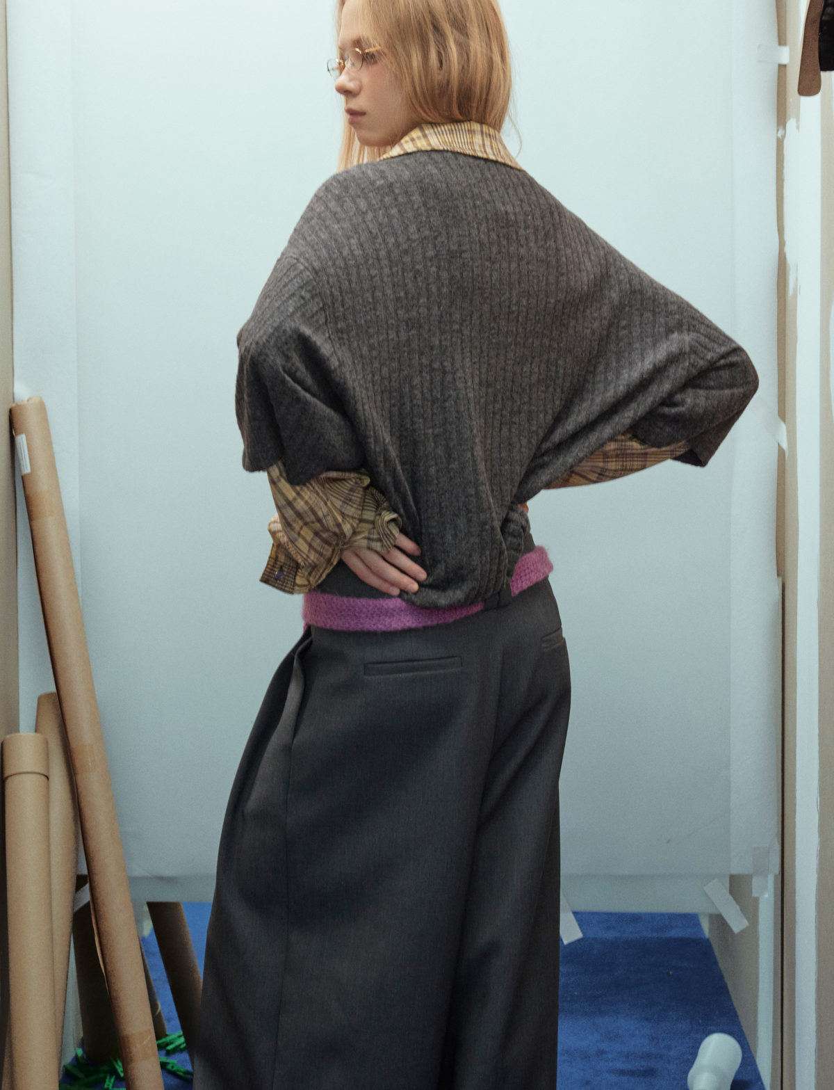 Madxmarx Plaid Layered Knit Sweater