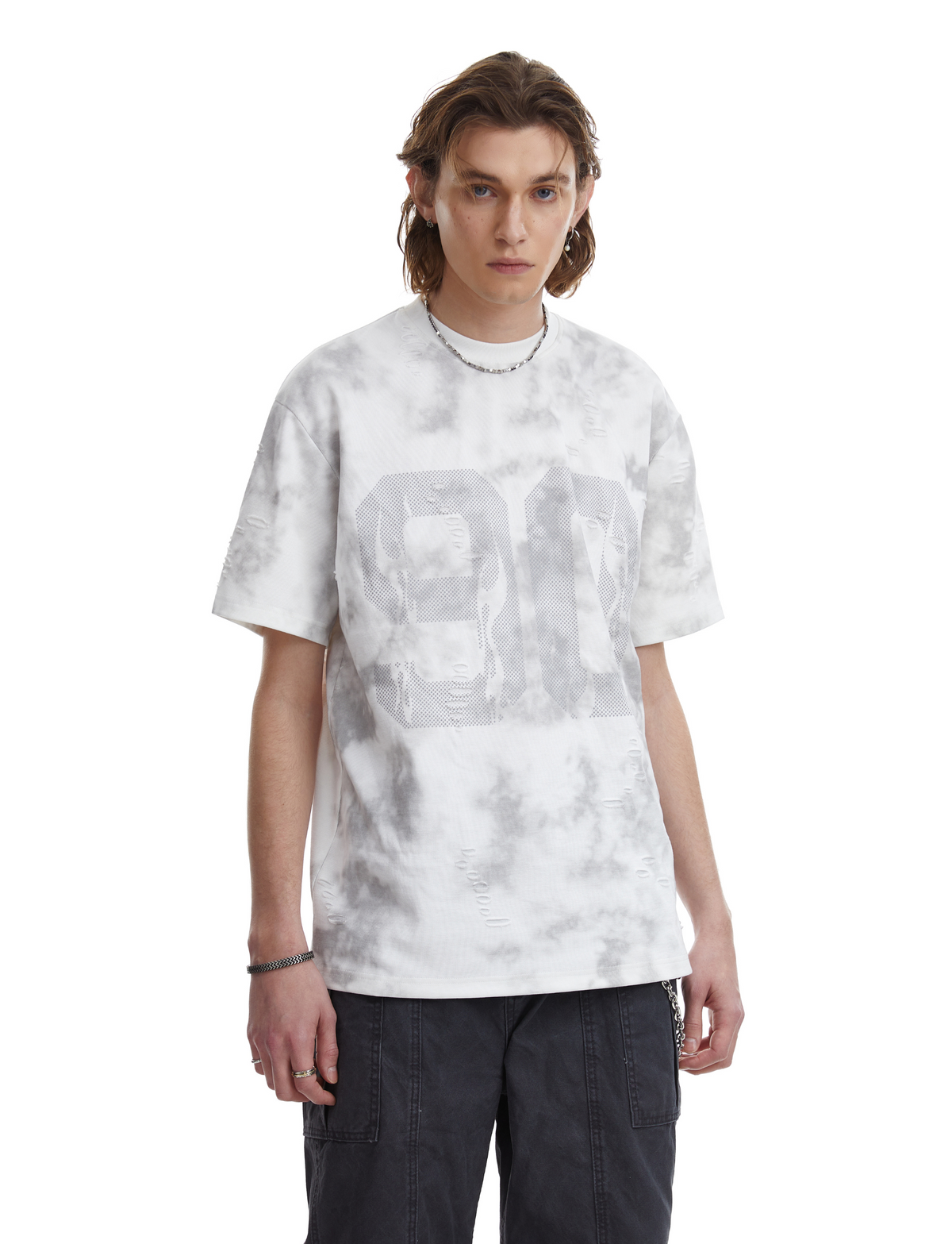 Madxmarx Marble-Wash Number Graphic Tee