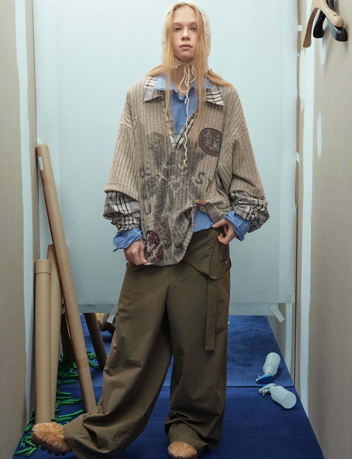 Madxmarx Plaid Layered Knit Sweater