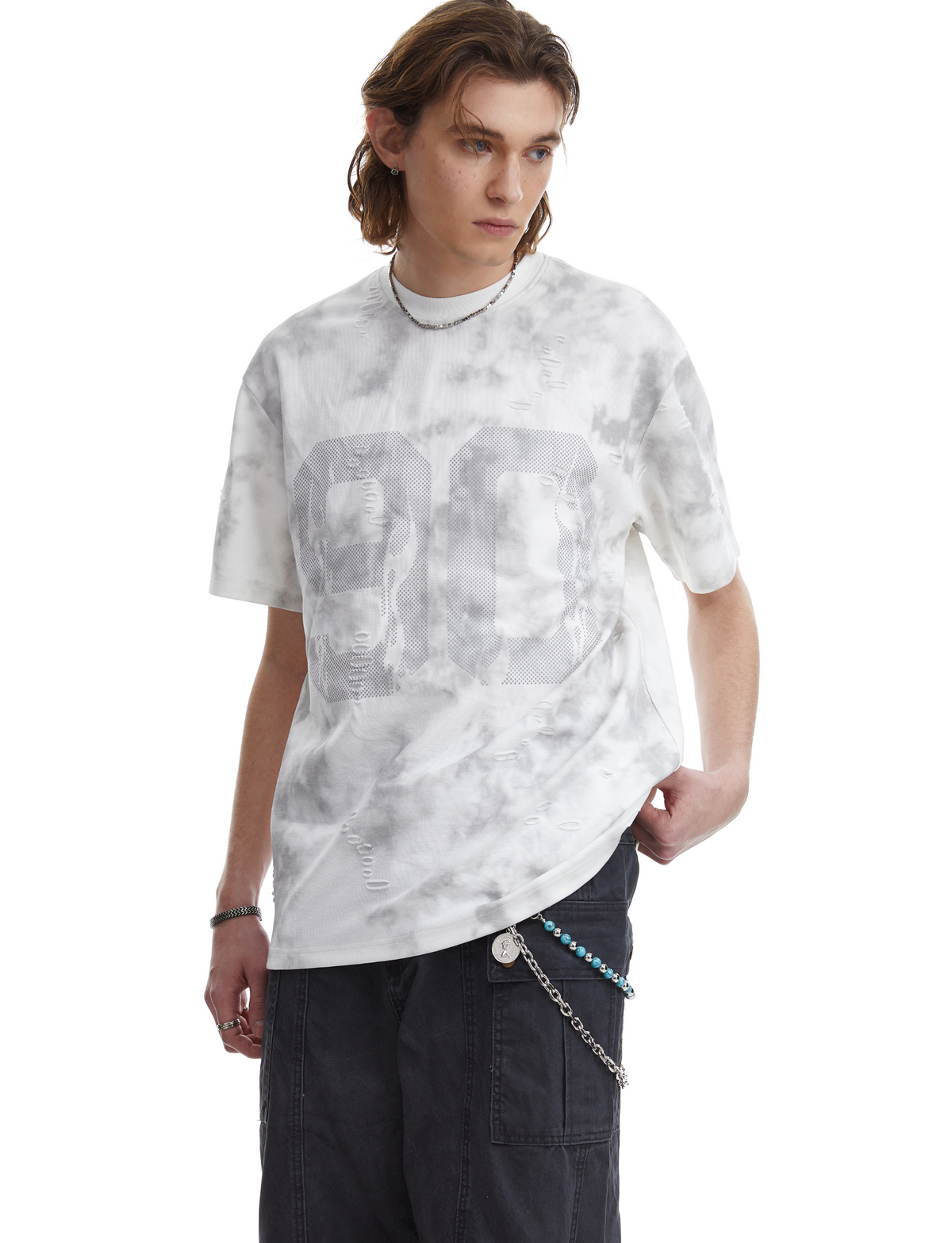 Madxmarx Marble-Wash Number Graphic Tee