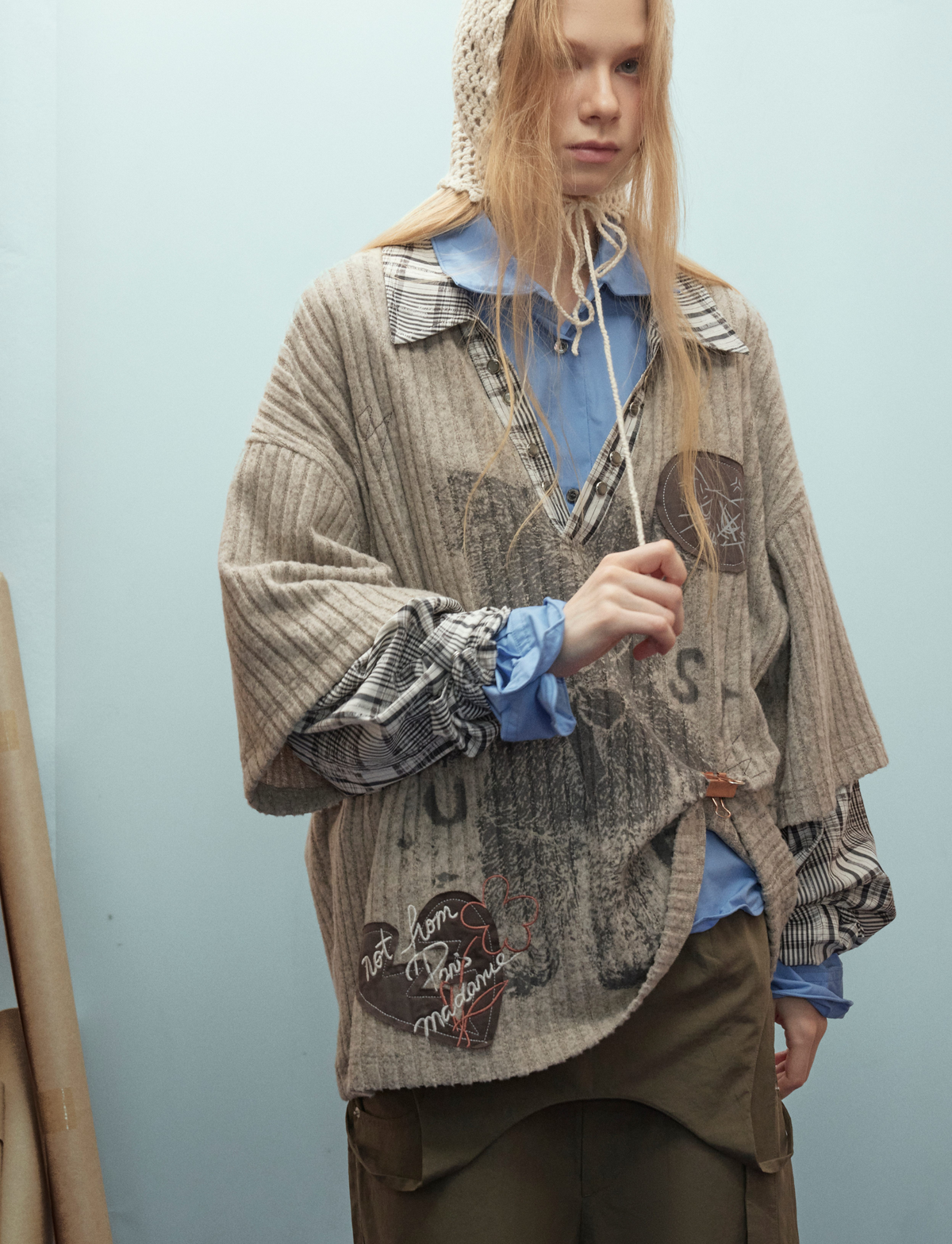 Madxmarx Plaid Layered Knit Sweater