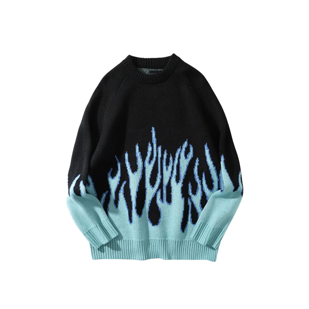 Pull en tricot surdimensionné à flammes