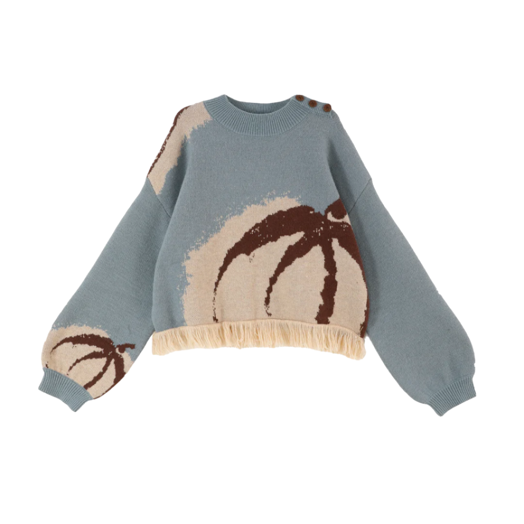 Haze Blue Niche Design Sweater