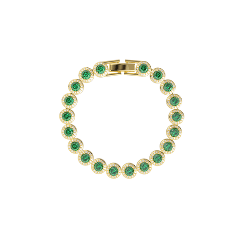 Pulseira Banhada a Ouro com Pedras Verdes - Verde-esmeralda