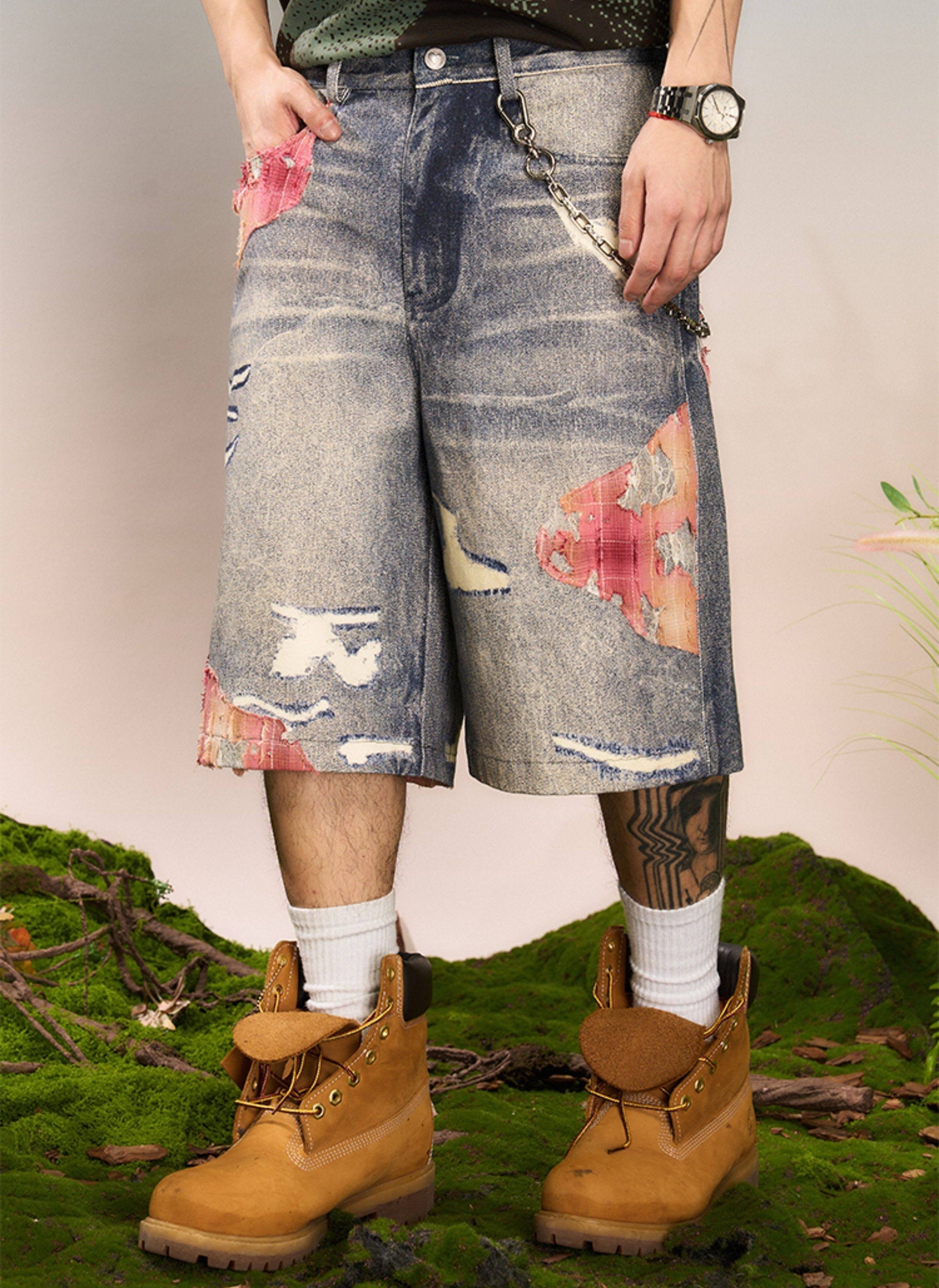 Floral Print Denim Short