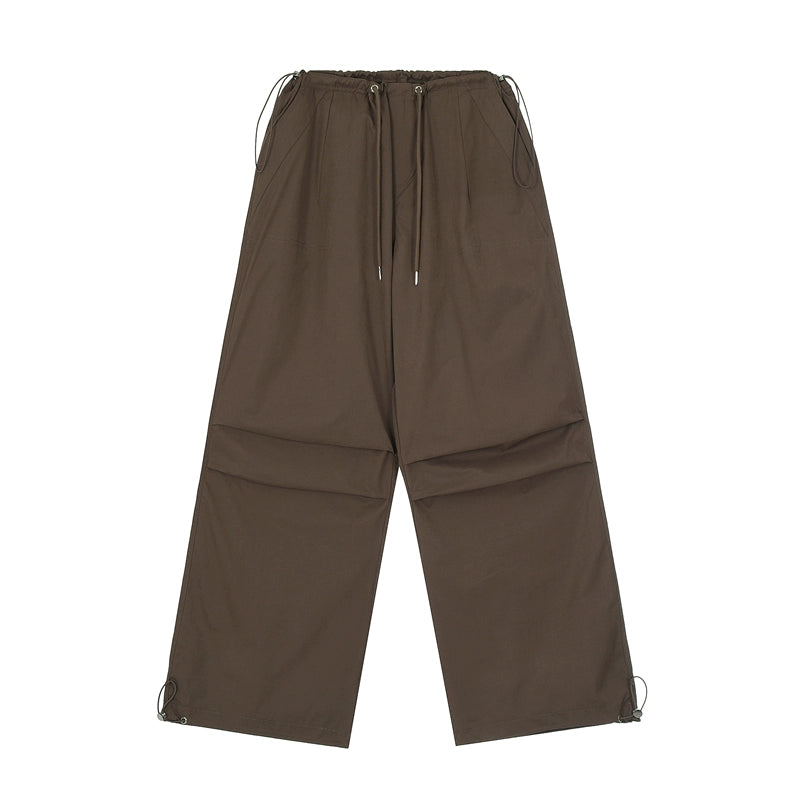 Wide-Leg Drawstring Cargo Pants