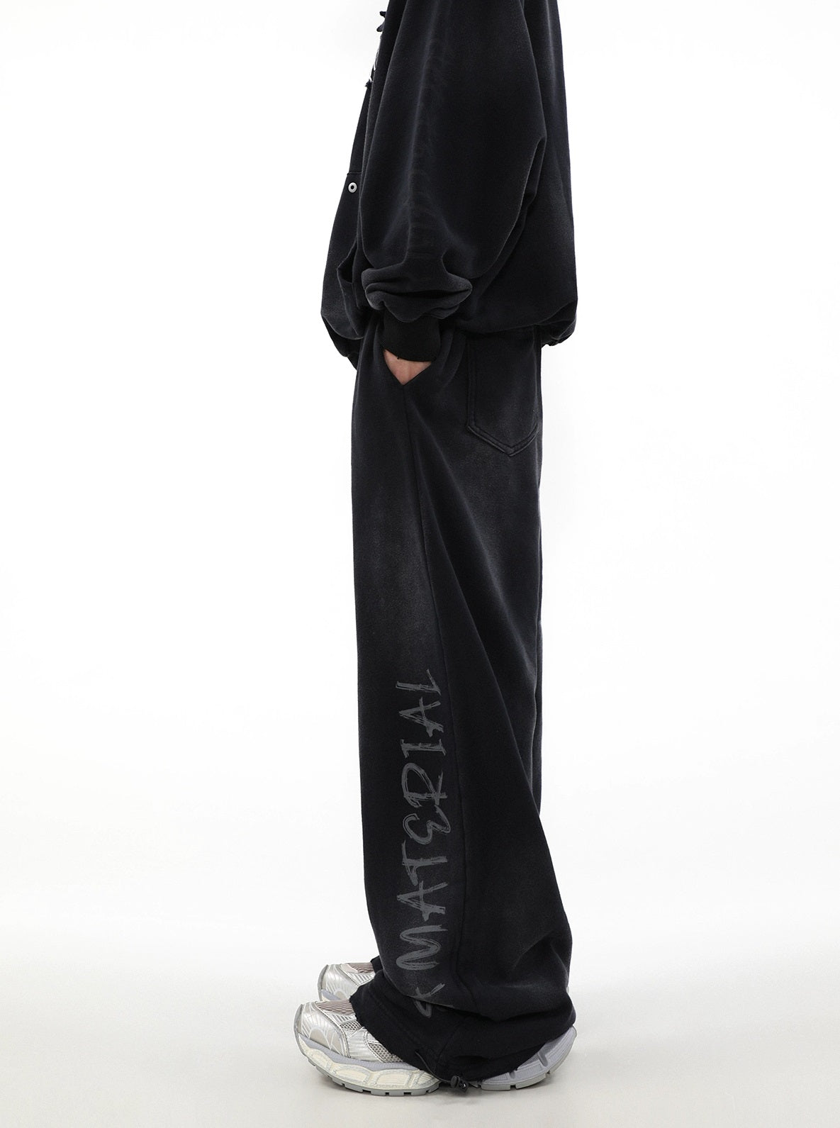 Ensemble sweat à capuche zippé surdimensionné à patch graffiti et pantalon de survêtement large à motif graffiti