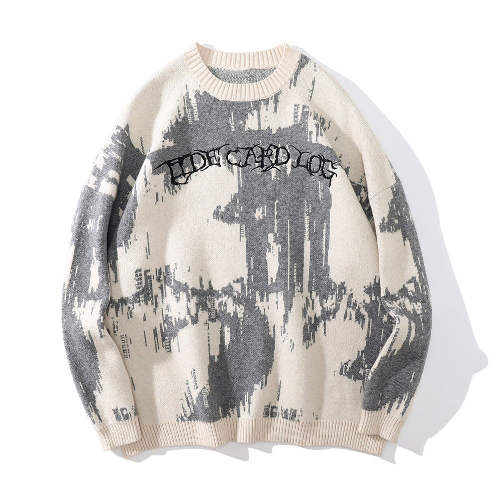 Y2K Letter Tie-Dye Printed Sweater  