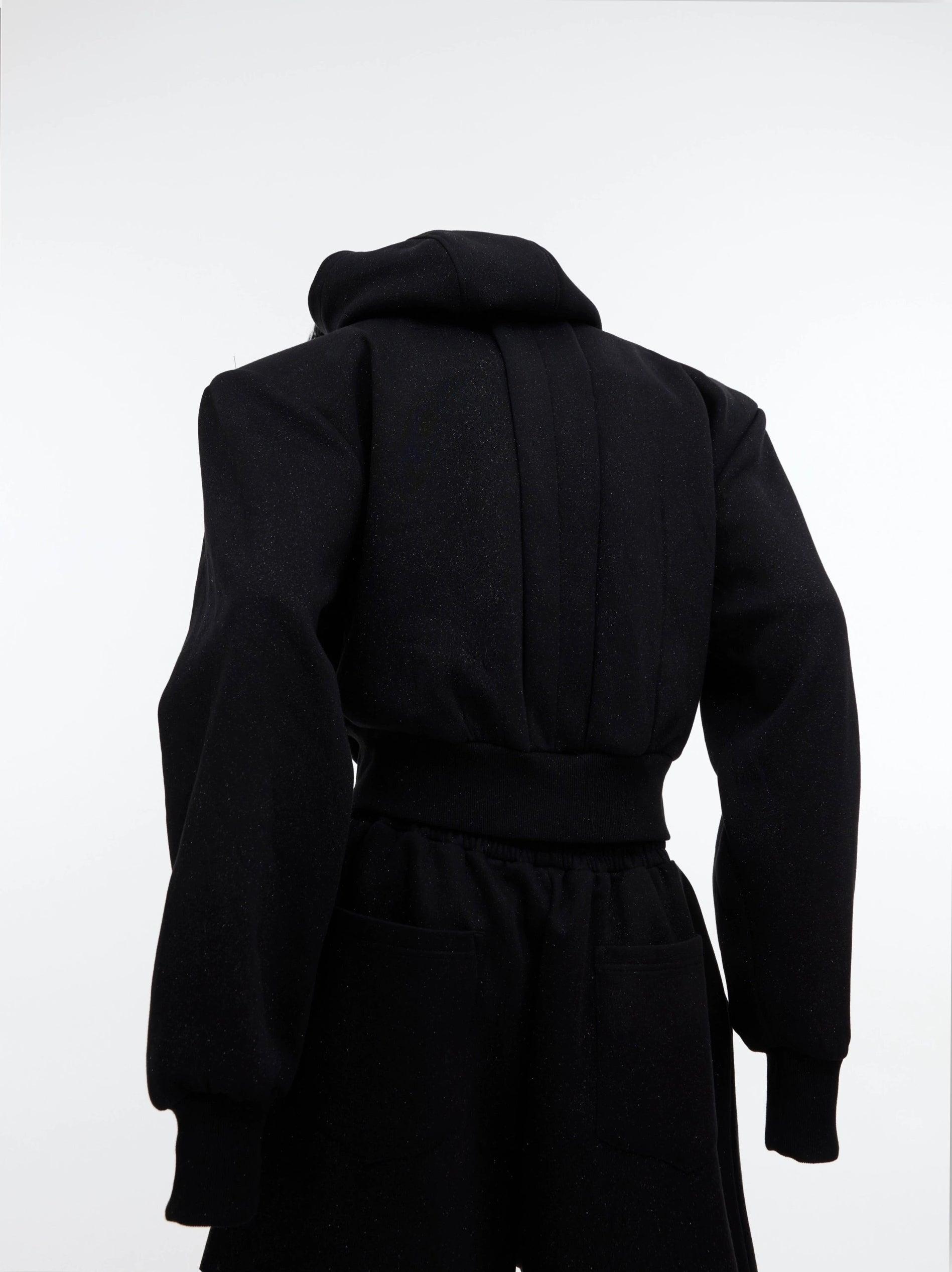 Zipper Short Hoodie & Wide-leg Sweatpants Setup