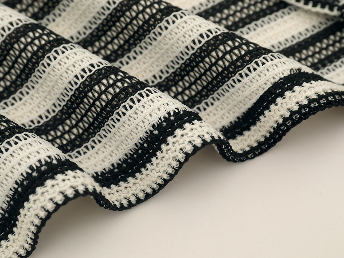 Madxmarx Striped Knit Long-Sleeve Polo