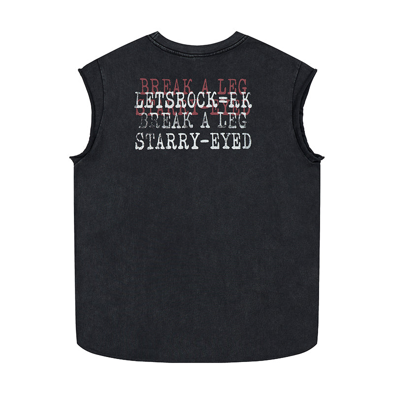 Madxmarx Distressed Cross Sleeveless T-Shirt