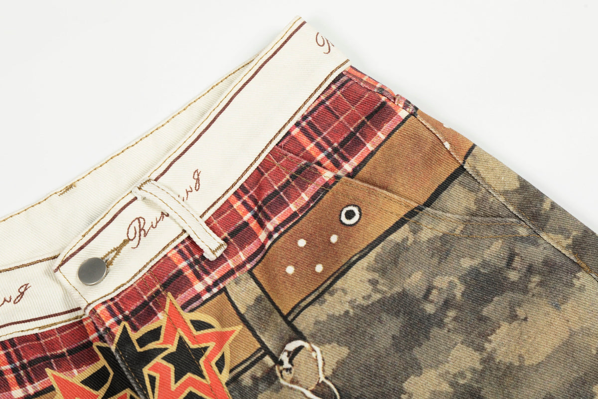 Pantalon en jean large à patchwork camouflage Madxmarx