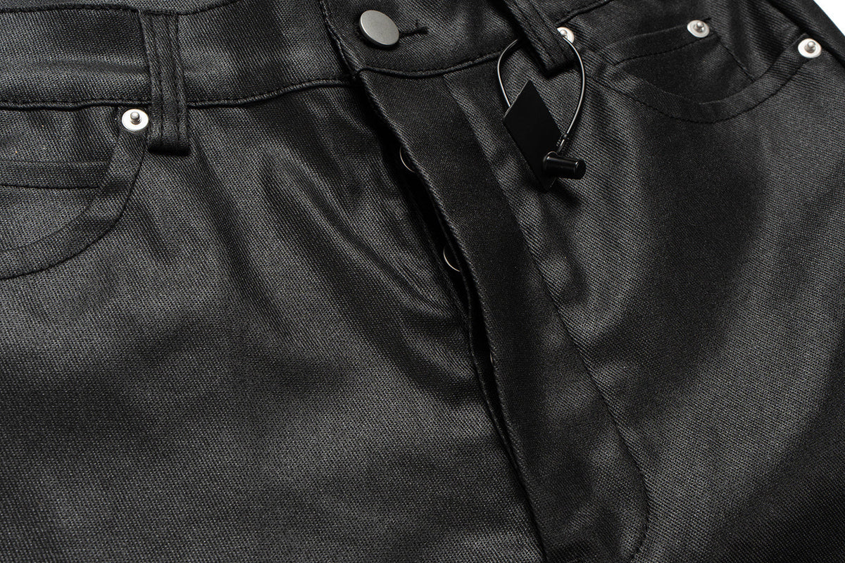 Pantalon en cuir à fermeture éclair et découpes Madxmarx