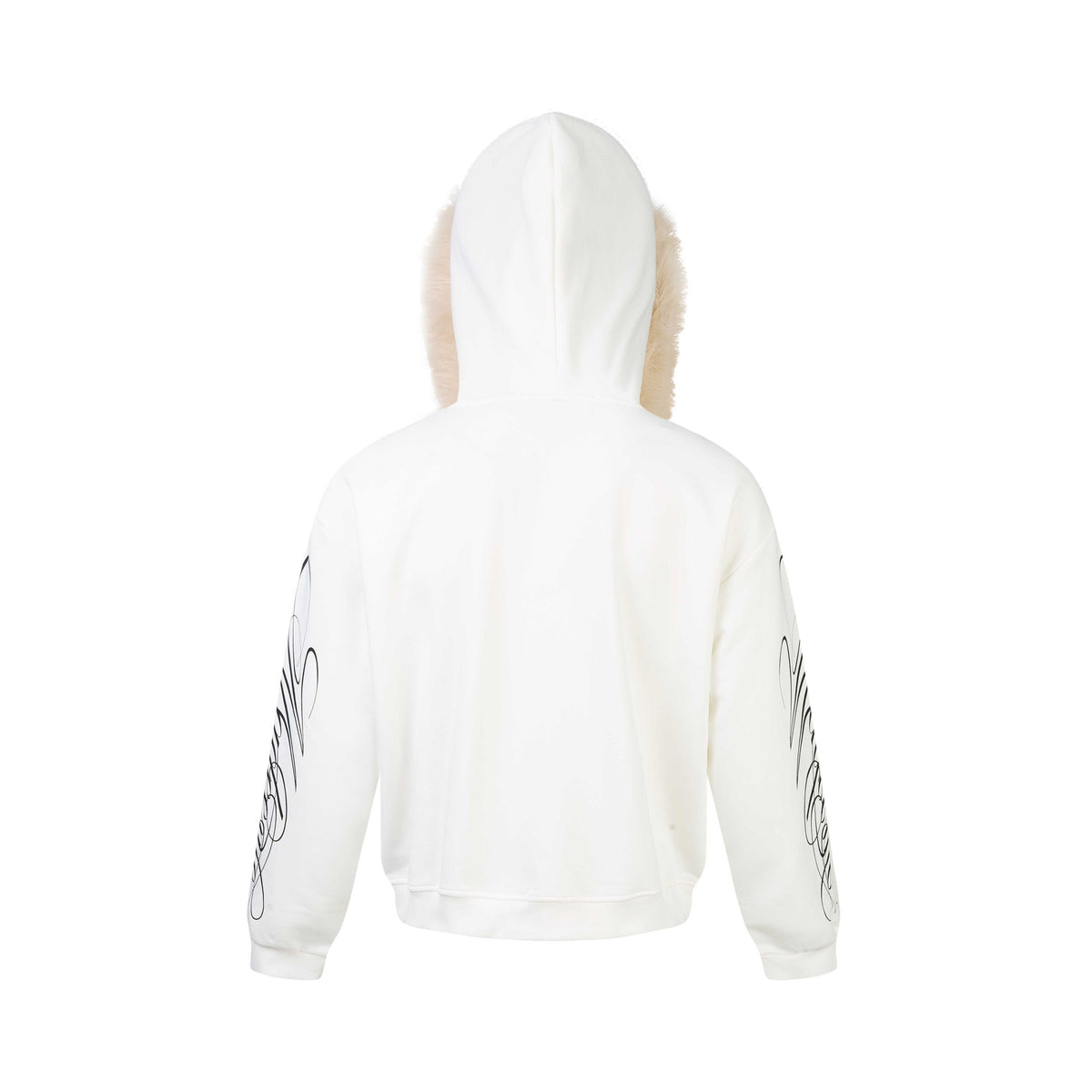 Madxmarx Faux Fur Hood Graphic Zip-Up Hoodie