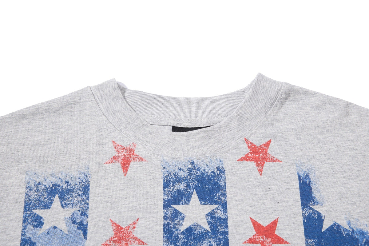 Madxmarx Distressed Star Collage Long Sleeve Tee