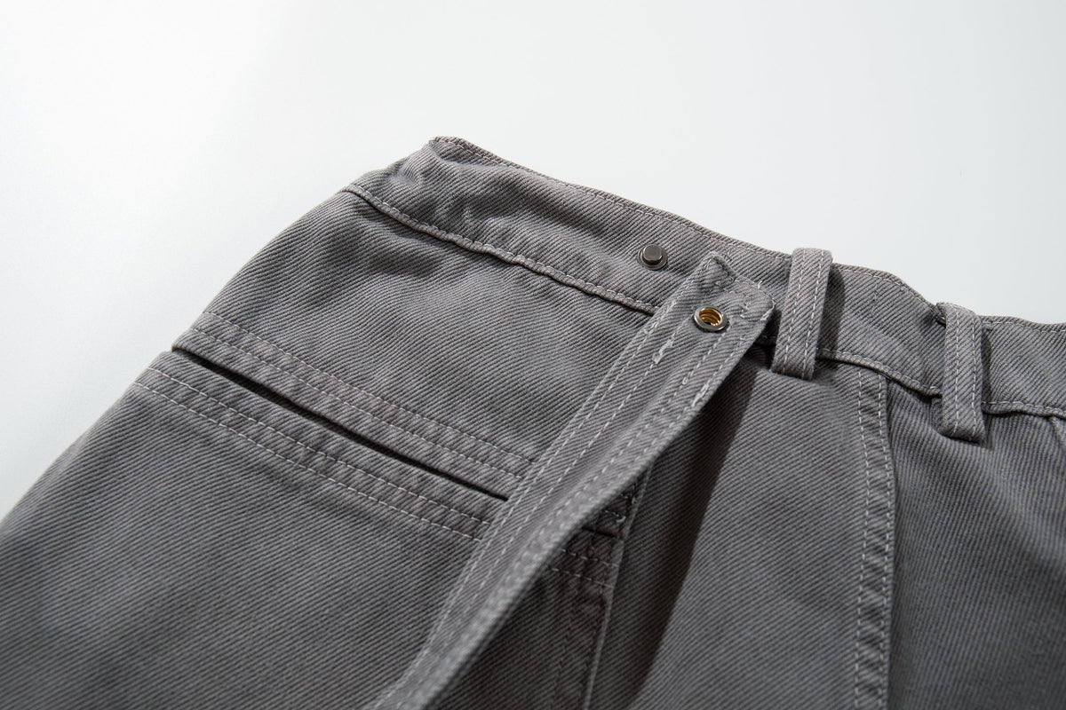 Madxmarx Strap-Detail Washed Wide-Leg Jeans