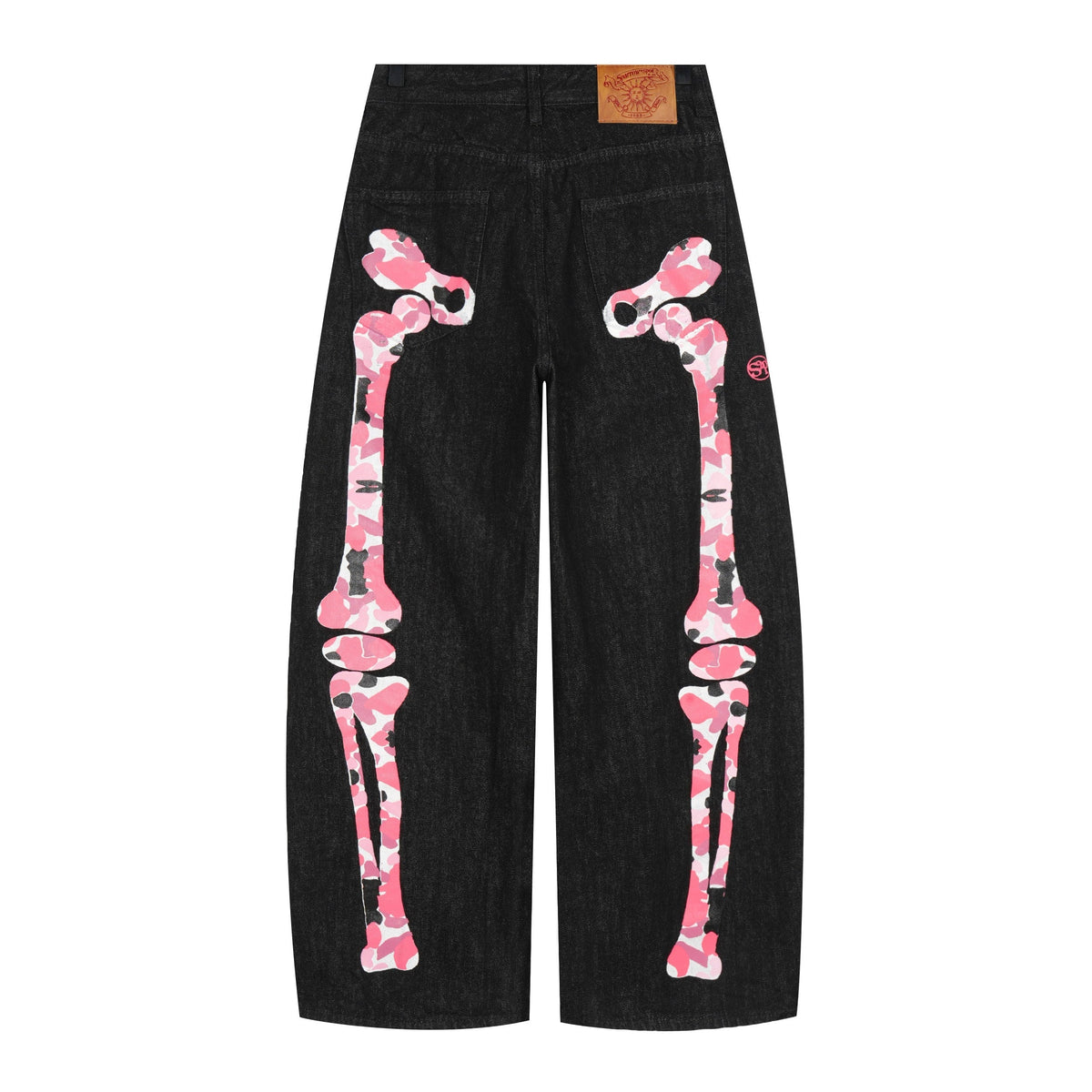 Pantalones vaqueros de pierna ancha con estampado de esqueleto de Madxmarx