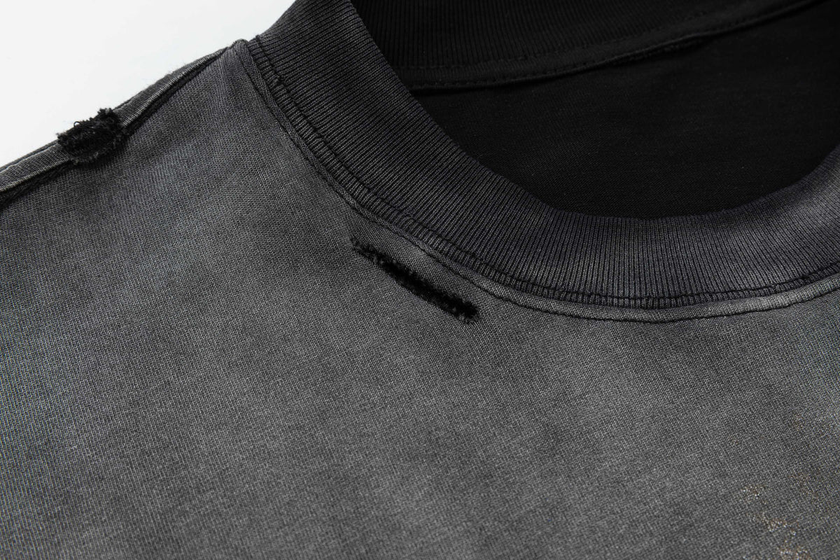 Madxmarx Layered Camo Sleeve Washed T-Shirt
