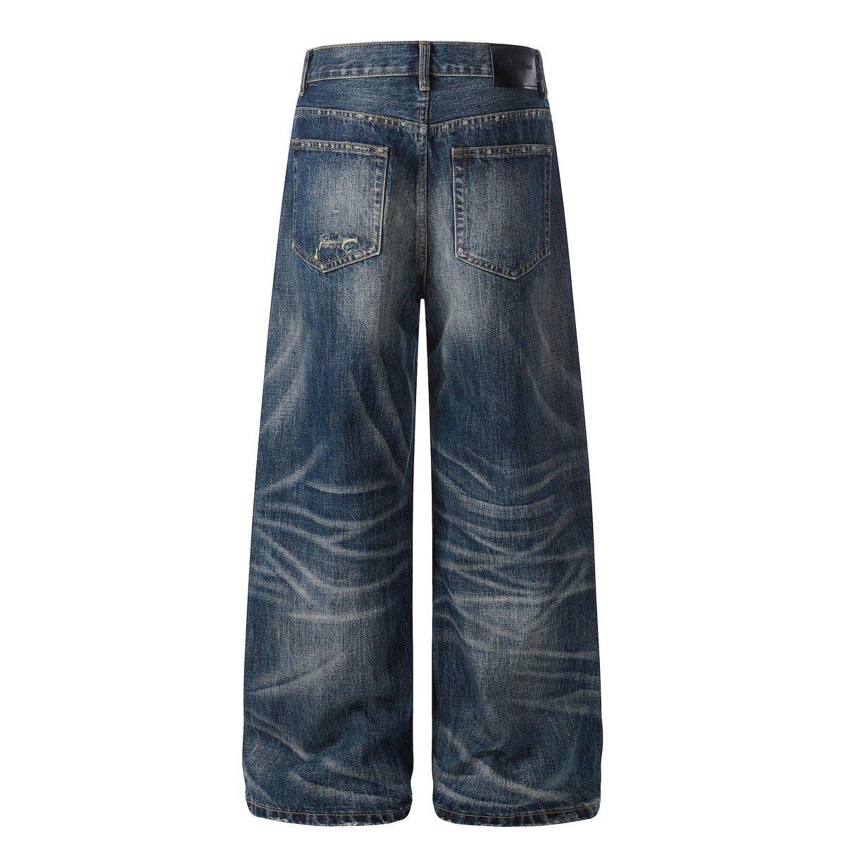 Madxmarx Distressed Dark Wash Wide-Leg Jeans