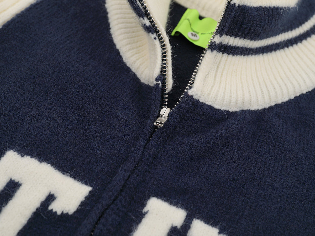 Madxmarx Gather Varsity Knit Zip Jacket