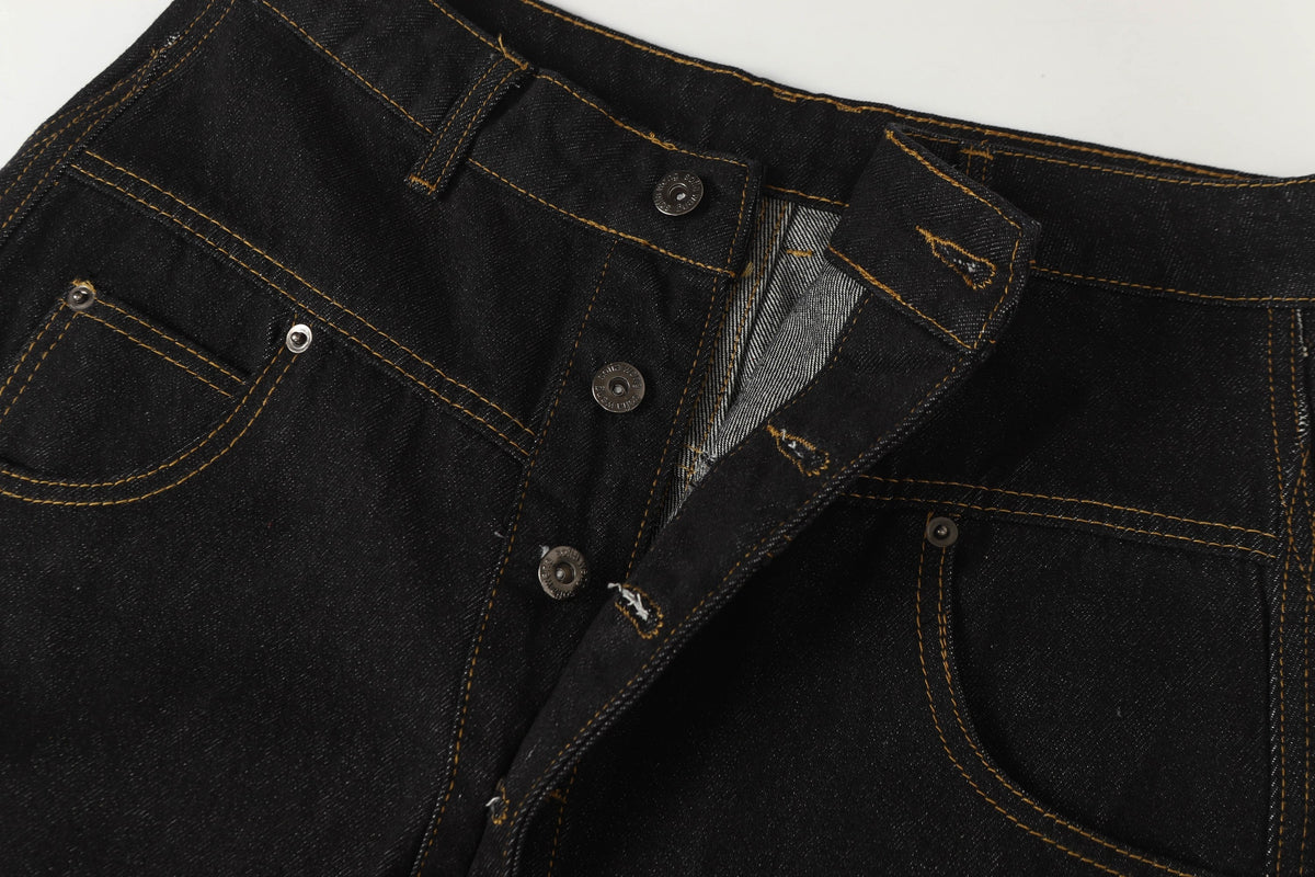 Pantalon large en jean à boutons asymétriques Madxmarx