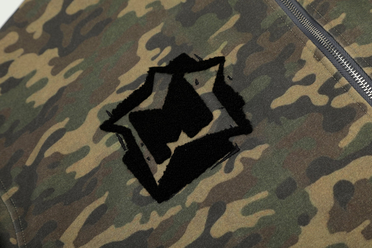 Madxmarx Camo Chenille Patch Half-Zip Hoodie