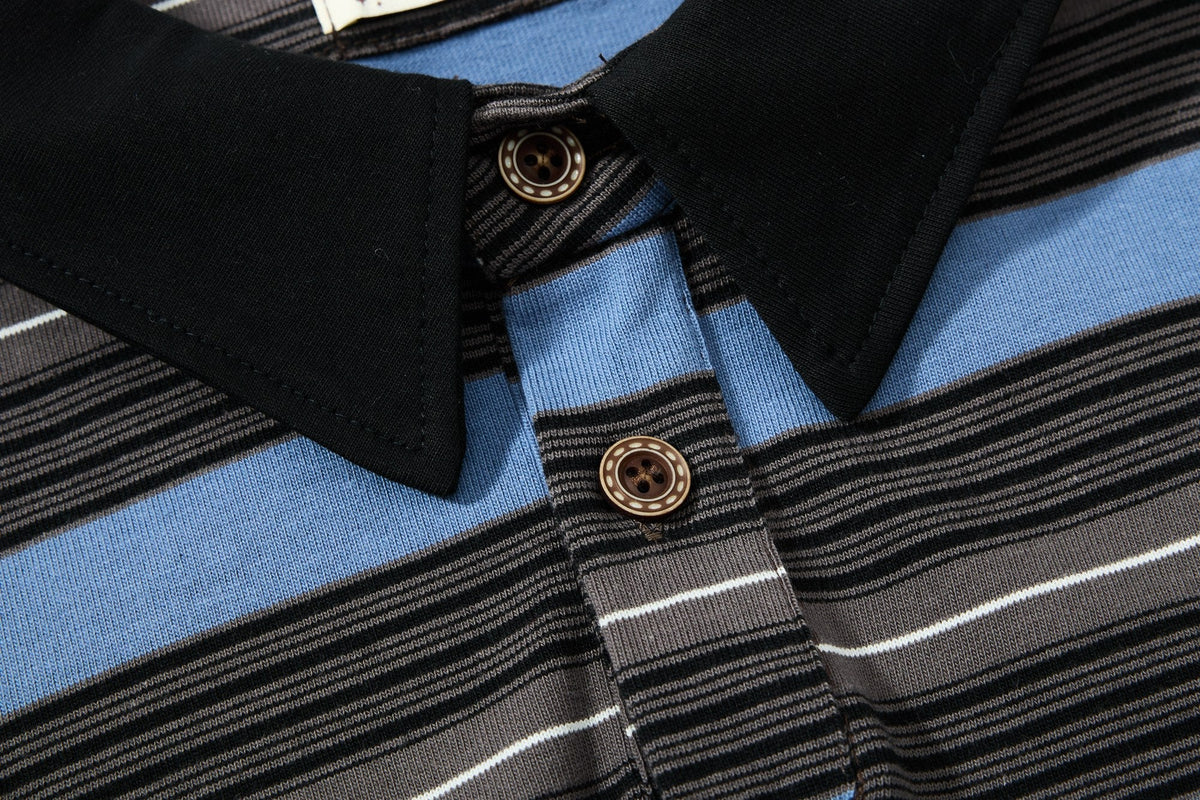 Madxmarx Striped Embroidered Rugby Polo Long Sleeve
