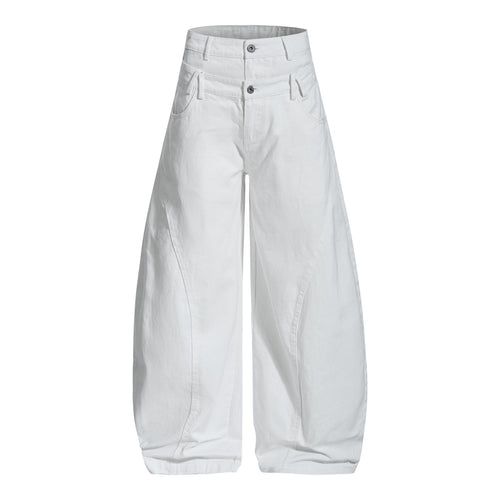 Pantalon large incurvé à double taille Madxmarx - TP / Blanc