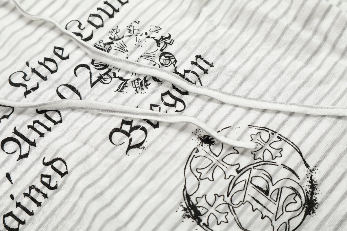 Madxmarx Striped Graphic Hooded Long Sleeve Tee