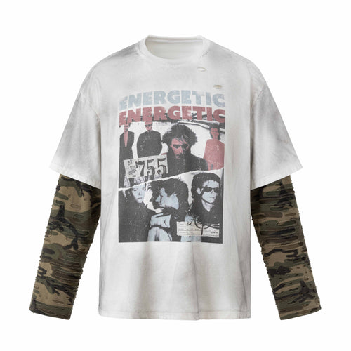 Madxmarx Layered Camo Graphic Tee - M / White