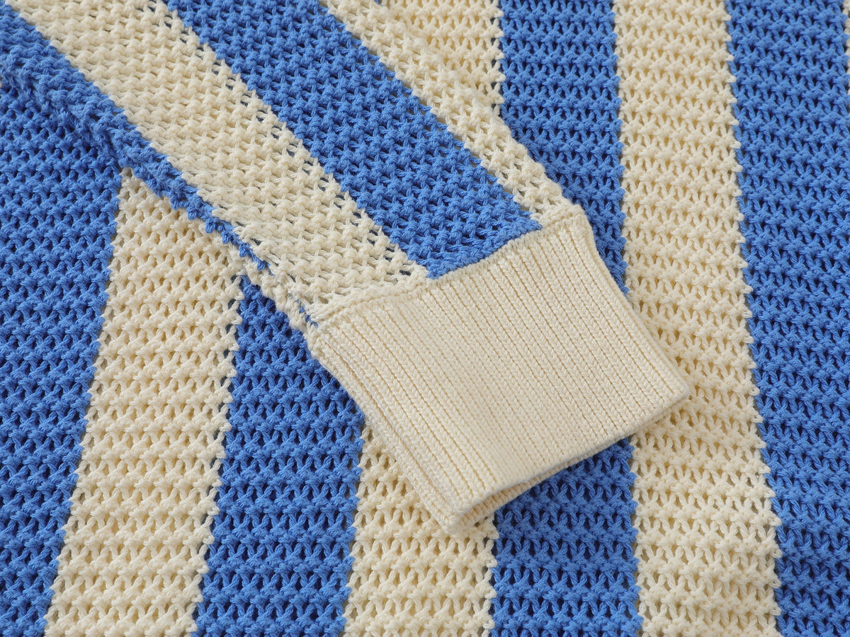 Madxmarx Retro Mesh Knit Polo Sweater