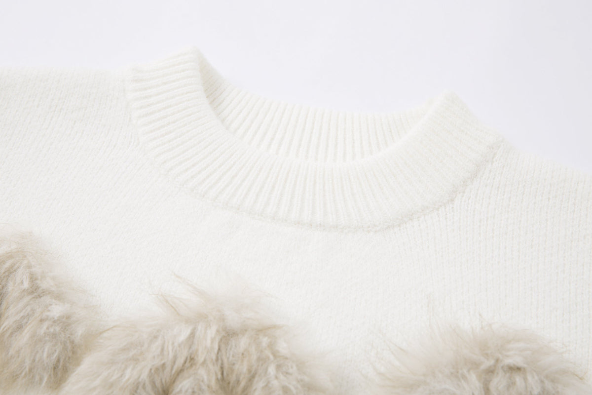 Madxmarx Furry Lettering Knit Sweater