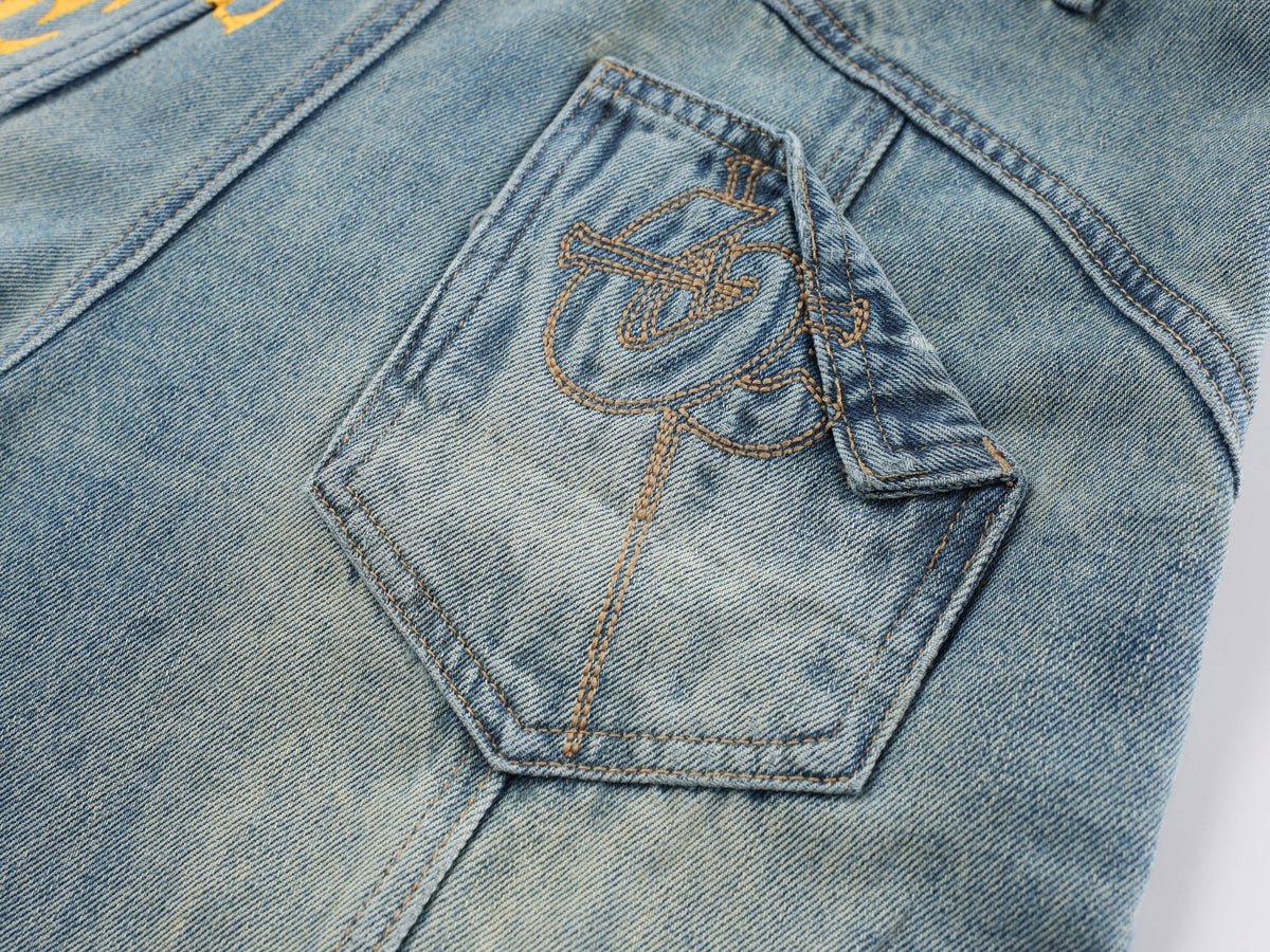 Madxmarx Graphic Wide-Leg Denim Pants