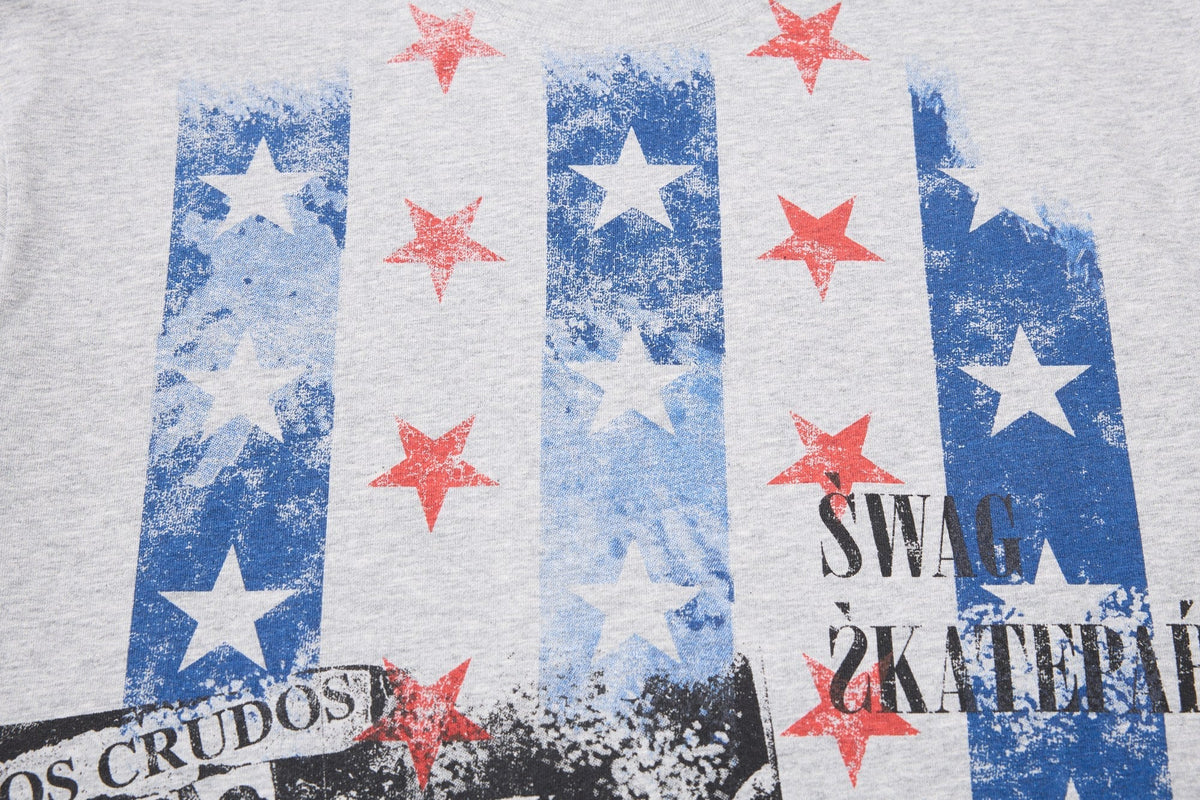 Madxmarx Distressed Star Collage Long Sleeve Tee