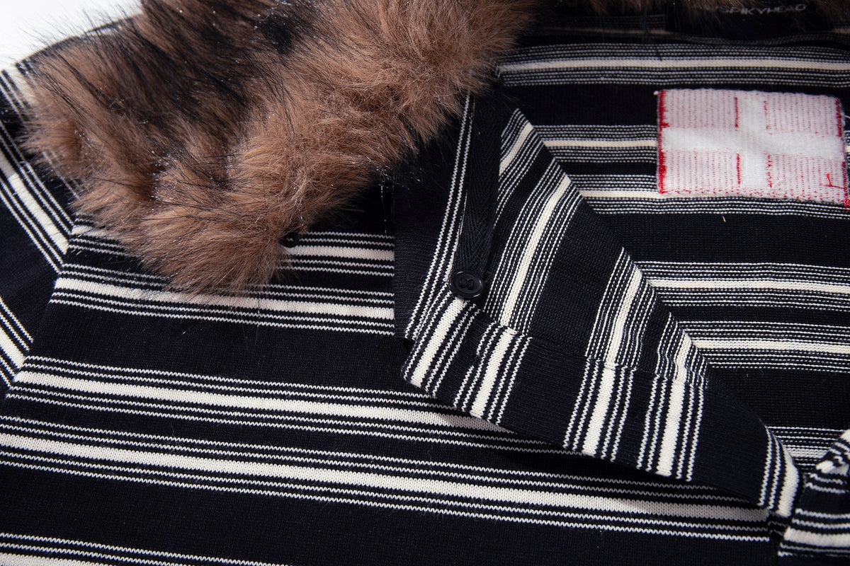 Madxmarx Fur Collar Rugby Polo
