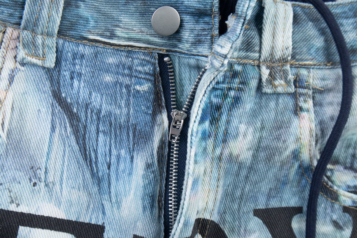 Calça Jeans com Estampa Madxmarx de Cintura Sobreposta